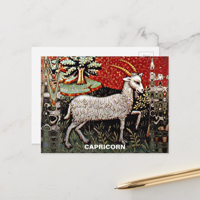 Capricorn the Goat Zodiac Sign Birthday Party Postcard (Front/Back In Situ)