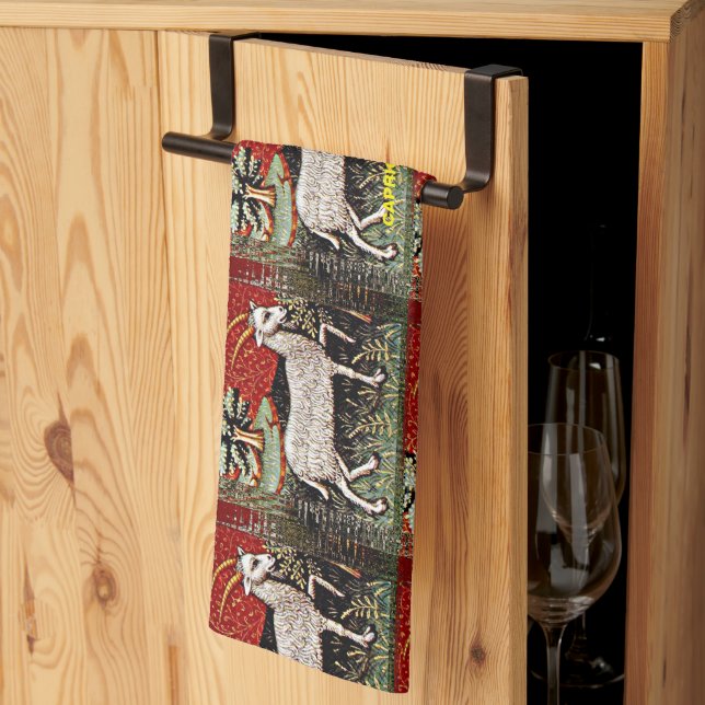 Capricorn the Goat Zodiac Sign Birthday Party Tea Towel (Thirds Fold)