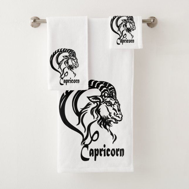 Capricorn the Sea Goat Zodiac Bath Towel Set (Insitu)