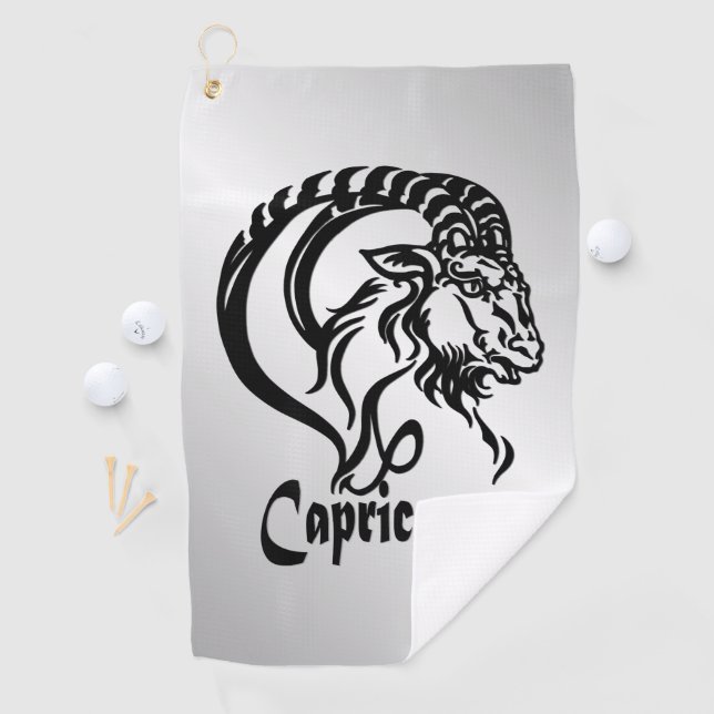 Capricorn the Sea Goat Zodiac Golf Towel (InSitu)