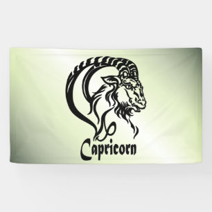 Capricorn the Sea Goat Zodiac Green Banner
