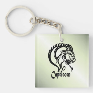 Capricorn the Sea Goat Zodiac Green Key Ring