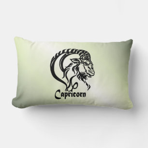Capricorn the Sea Goat Zodiac Green Lumbar Cushion