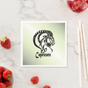 Capricorn the Sea Goat Zodiac Green Napkin