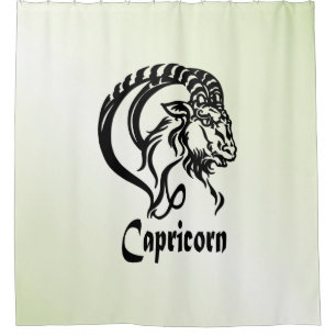 Capricorn the Sea Goat Zodiac Green Shower Curtain