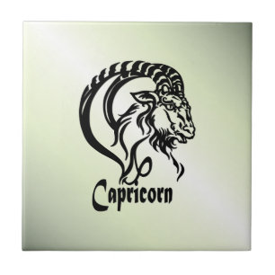 Capricorn the Sea Goat Zodiac Green Tile