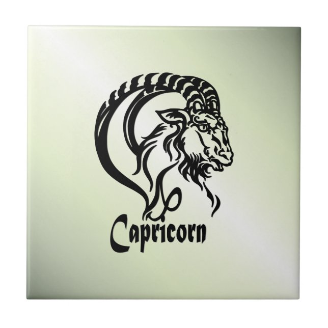 Capricorn the Sea Goat Zodiac Green Tile (Front)
