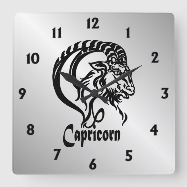 Capricorn the Sea Goat Zodiac Square Wall Clock (Front)