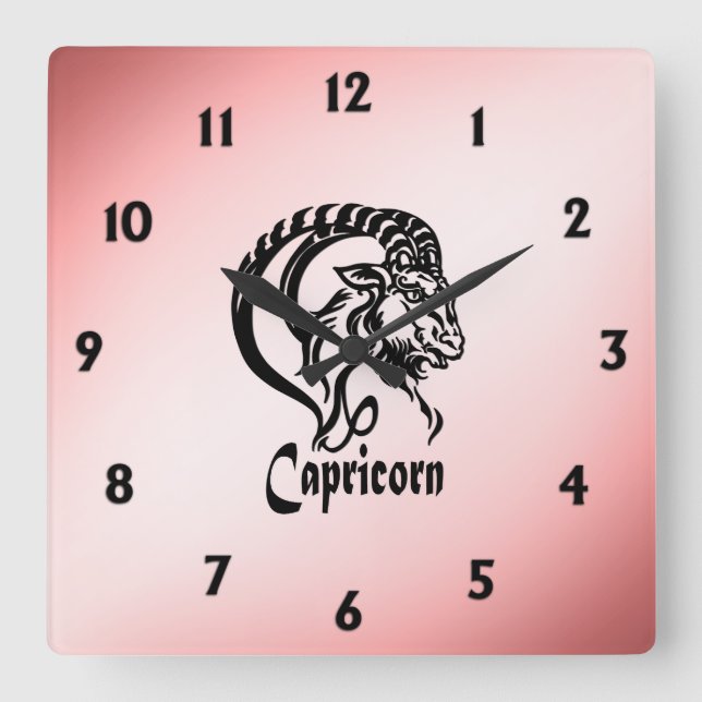 Capricorn the Sea Goat Zodiac Square Wall Clock (Front)
