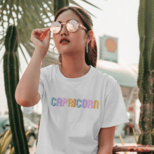 Capricorn typography modern colourful simple T-Shirt