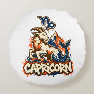 Capricorn Urban Street Art Graffiti Round Cushion