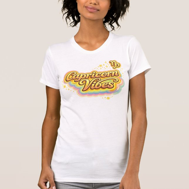 Capricorn Vibes Retro Zodiac T-Shirt | Astrology B (Front)