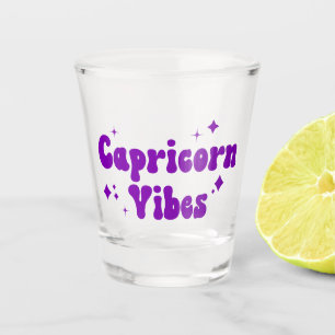 Capricorn Vibes Zodiac Astrology Purple Stars Shot Glass