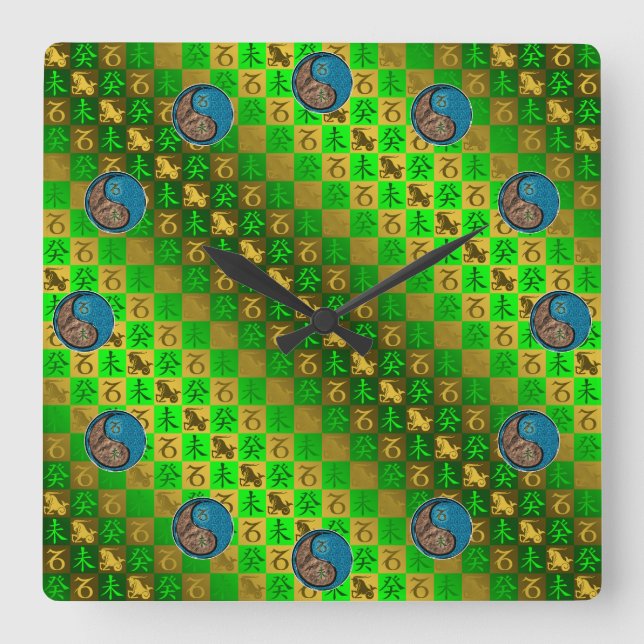 Capricorn & Water Goat Square Wall Clock (Front)