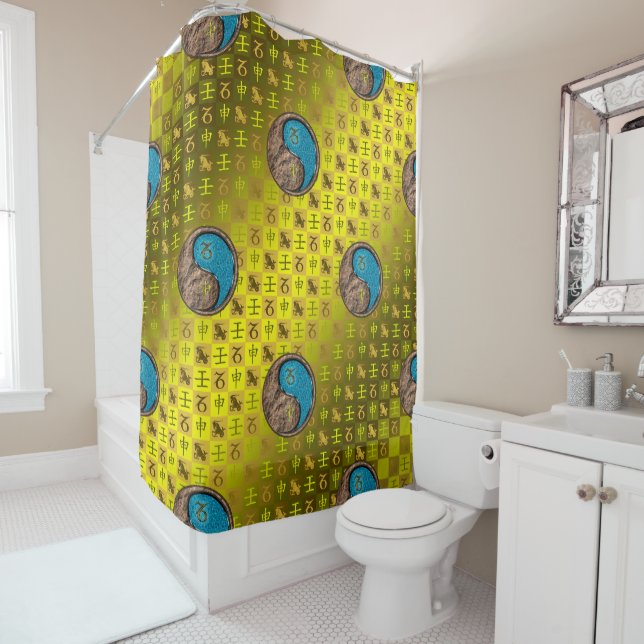 Capricorn & Water Monkey Shower Curtain (In Situ)