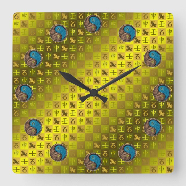 Capricorn & Water Monkey Square Wall Clock (Front)