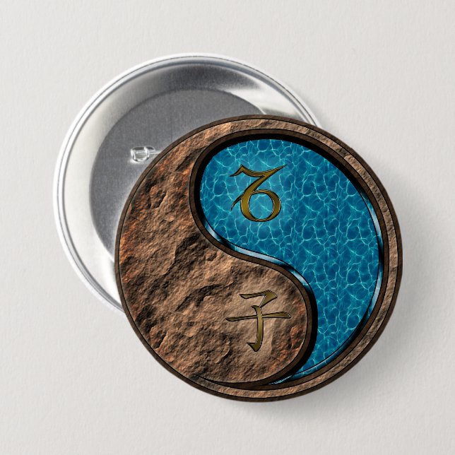 Capricorn & Water Rat 7.5 Cm Round Badge (Front & Back)