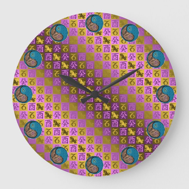 Capricorn & Water Rooster Large Clock (Front)