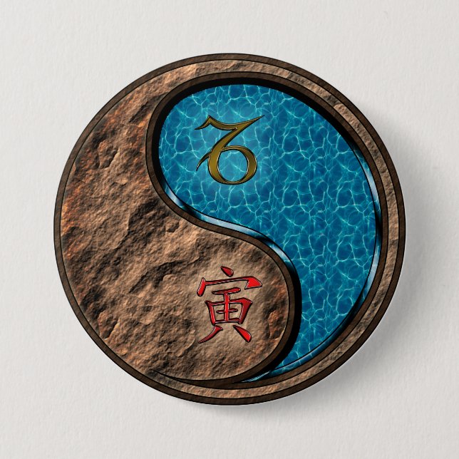 Capricorn & Water Tiger 7.5 Cm Round Badge (Front)