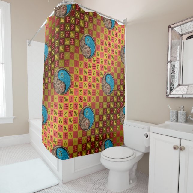 Capricorn & Water Tiger Shower Curtain (In Situ)