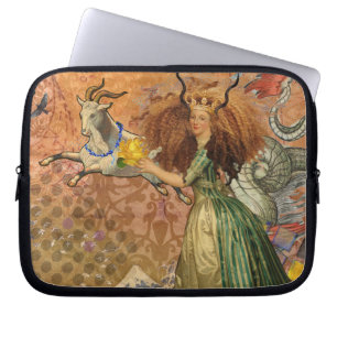 Capricorn Woman Collage Vintage Whimsical Surreal Laptop Sleeve