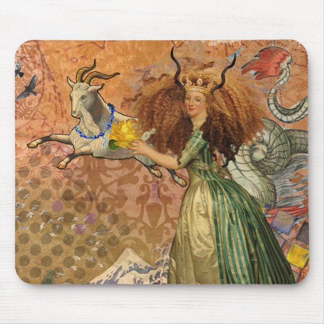 Capricorn Woman Goat Whimsical Fun Mouse Pad (Front)