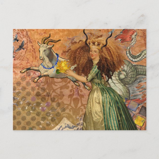 Capricorn Woman Goat Whimsical Fun Postcard (Front)