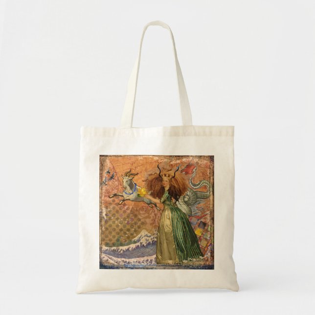 Capricorn Woman Goat Whimsical Fun Tote Bag (Front)