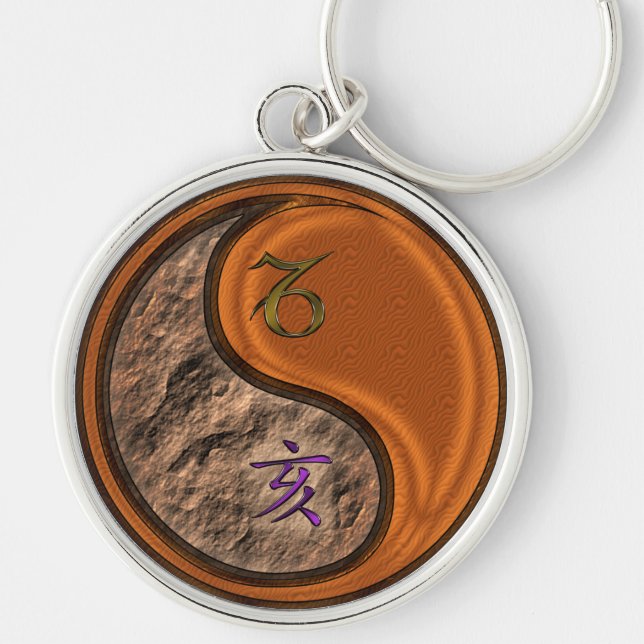 Capricorn & Wood Boar Keychain (Front)