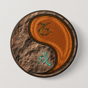 Capricorn & Wood Dog 7.5 Cm Round Badge