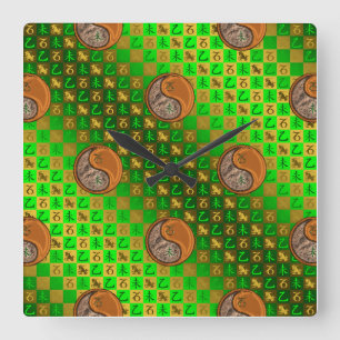 Capricorn & Wood Goat Square Wall Clock
