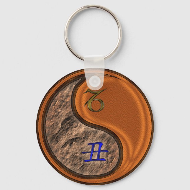 Capricorn & Wood Ox Key Ring (Front)