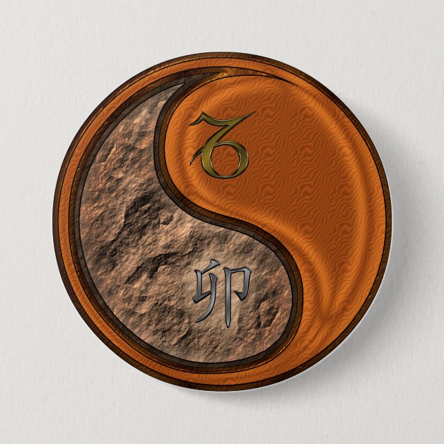 Capricorn & Wood Rabbit 7.5 Cm Round Badge (Front)