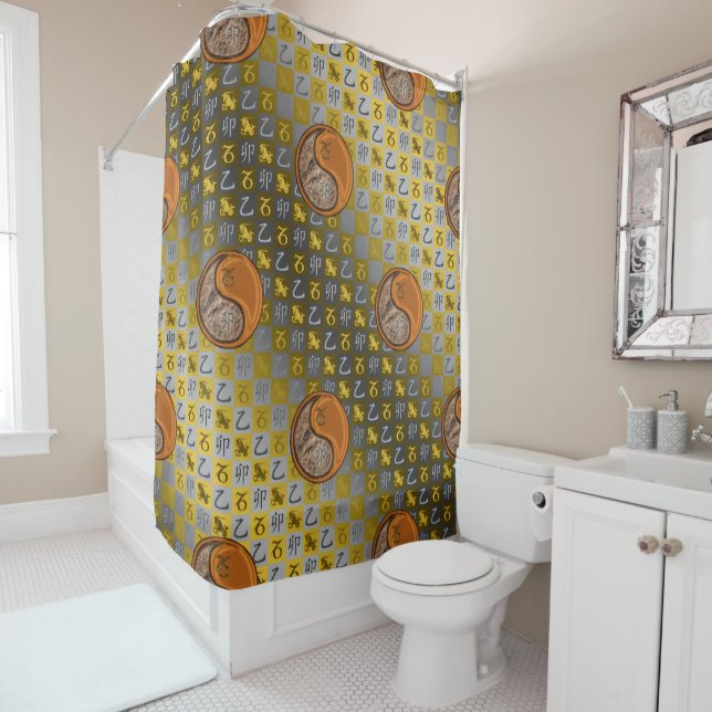 Capricorn & Wood Rabbit Shower Curtain (In Situ)
