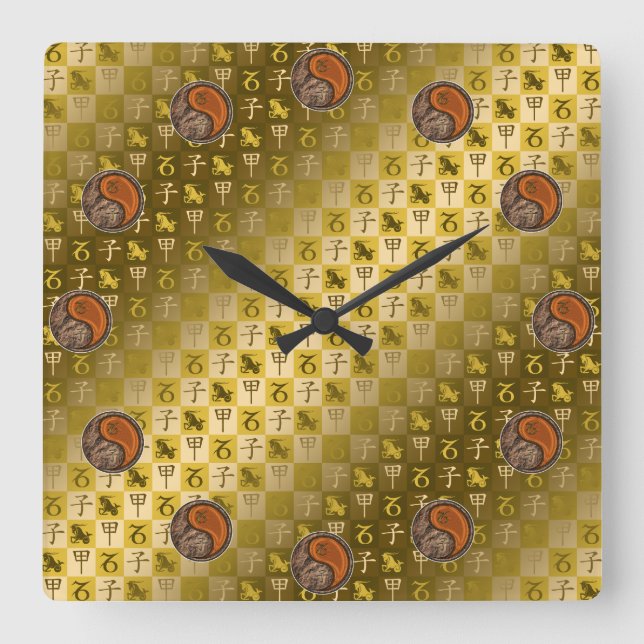 Capricorn & Wood Rat Square Wall Clock (Front)