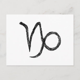 Capricorn. Zodiac Astrology Sign. Black. Postcard