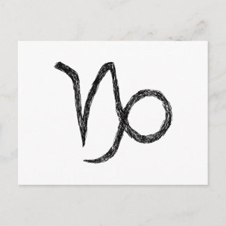 Capricorn. Zodiac Astrology Sign. Black. Postcard