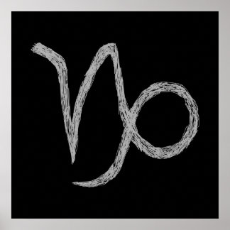 Capricorn. Zodiac Astrology Sign. Black. Poster