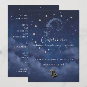 Capricorn Zodiac Birthday Invitation