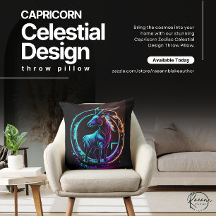 Capricorn Zodiac Celestial Design Throw Pillow