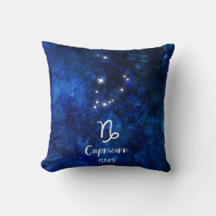 Capricorn Zodiac Constellation Galaxy Sky Monogram Cushion