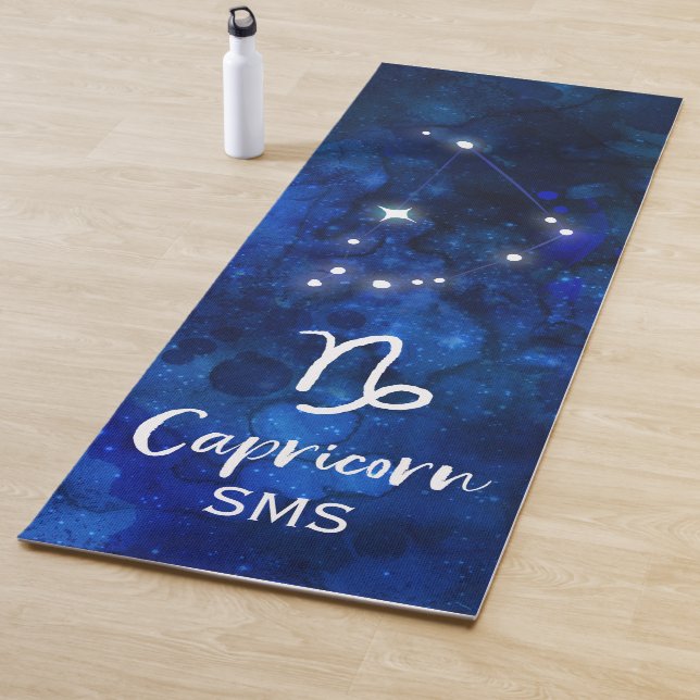 Capricorn Zodiac Constellation Galaxy Sky Monogram Yoga Mat (In Situ)