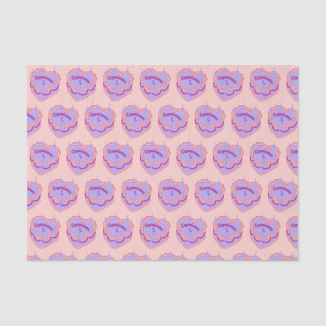 Capricorn Zodiac Coquette Heart Birthday Cake Tissue Paper (Front)