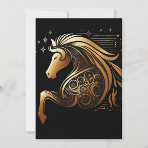 Capricorn Zodiac Gold Horse Astrology Holiday Card