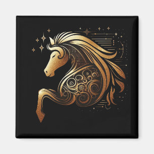 Capricorn Zodiac Gold Horse Astrology Magnet