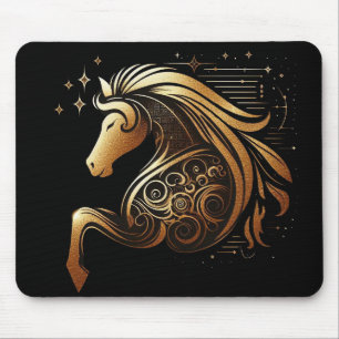 Capricorn Zodiac Gold Horse Astrology Mouse Pad