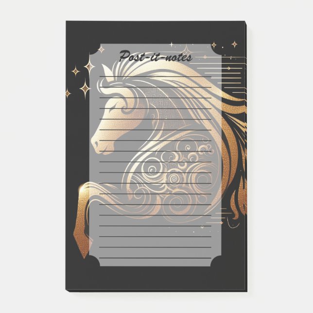 Capricorn Zodiac Gold Horse Astrology Post-it Notes (Front)
