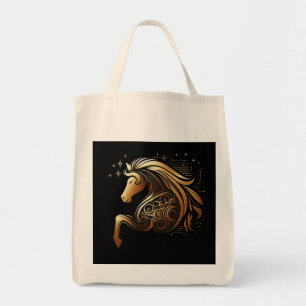 Capricorn Zodiac Gold Horse Astrology Tote Bag