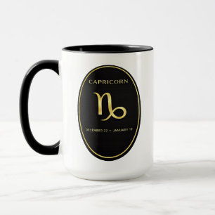 Capricorn Zodiac Gold Oval Emblem Mug Luxury Ast