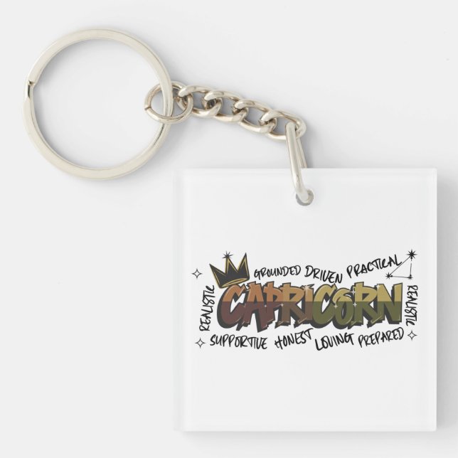 Capricorn Zodiac Graffiti  Key Ring (Front)